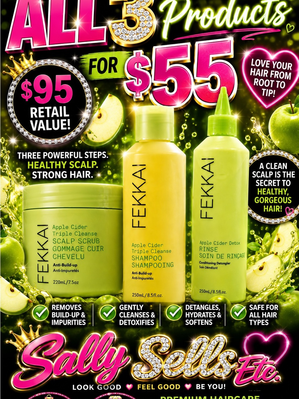 Fekkai Apple Cider Triple Cleanse Scalp Set - Yellow